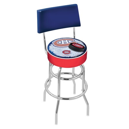 Holland Bar Stool Co 25" Chrome 2-Ring Montreal Canadiens Swivel Bar Stool, Back L7C425MonCan-D2